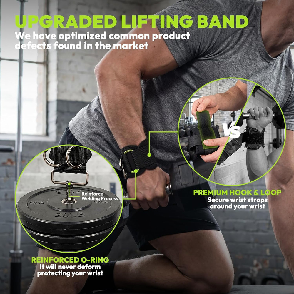 Premium Weight Lifting Straps with D Ring, Extra-Long & Thick for Enhanced Grip