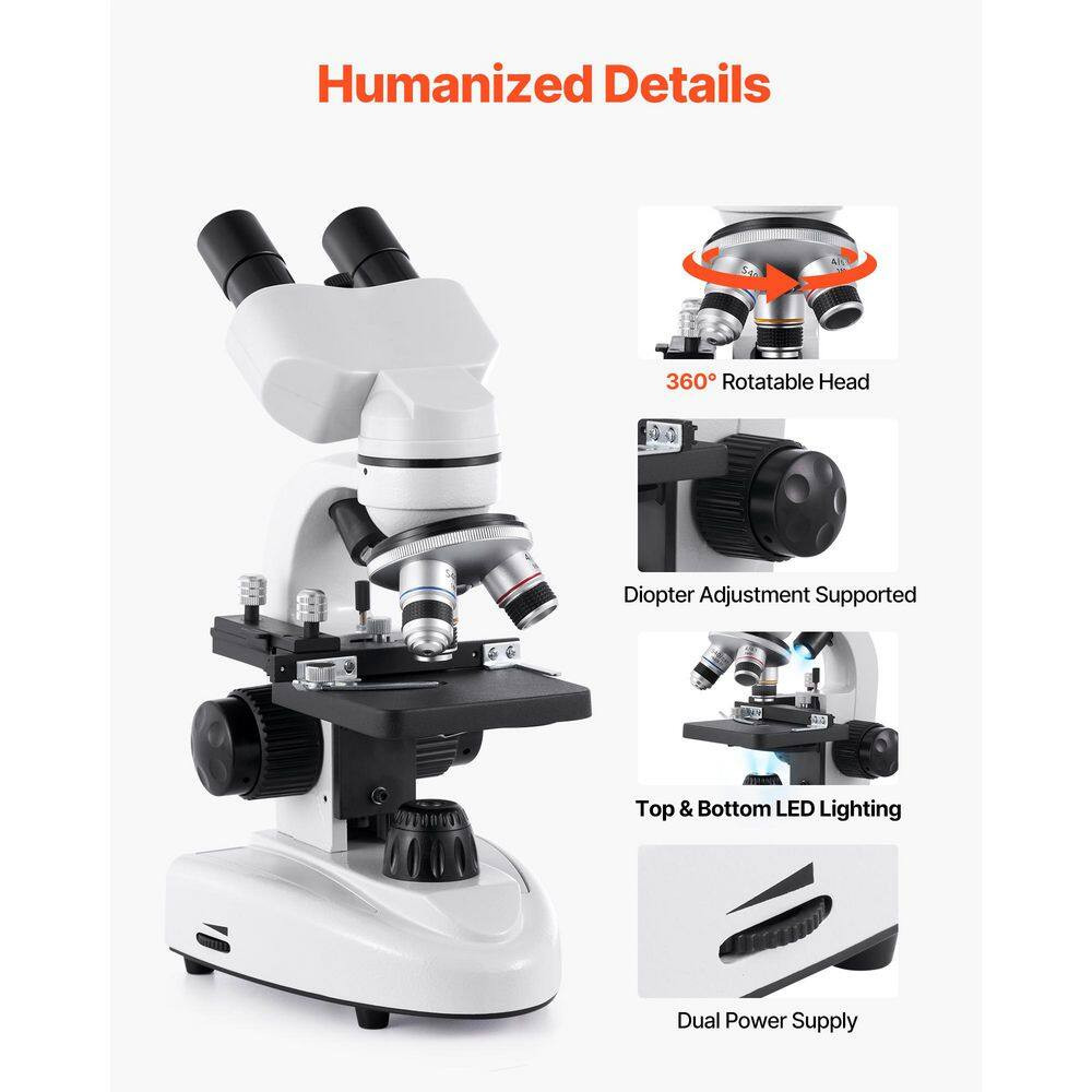 Compound Binocular Microscope, 40-2000X Magnification, Professional Compound Mic