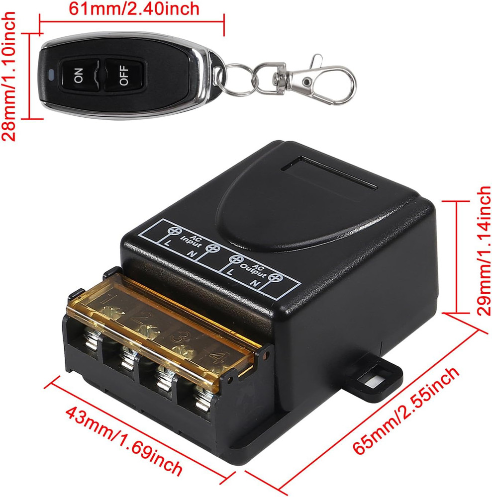 Wireless Remote Control Switch 30A Relay Switch with 328 Ft Long Range AC110V/12