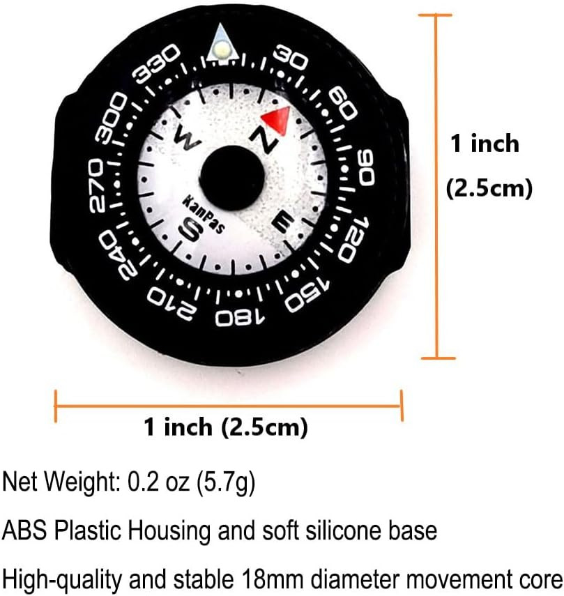 Mini Button Map Compass with Turnable Bezel for Watchband Every Day Carry