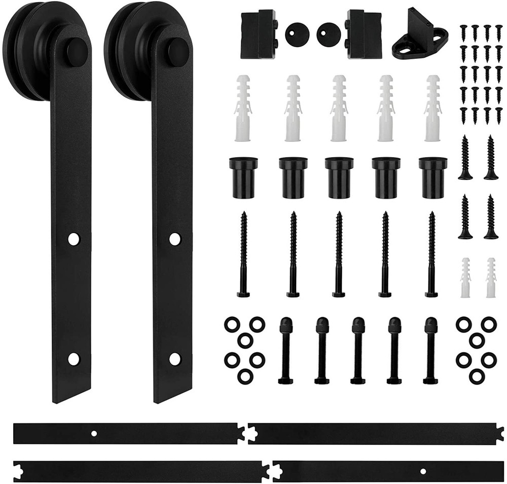 YIGOLD 6FT SLIDING BARN DOOR TRACK SYSTEM KIT HARDWARE SET FLAT TRACK