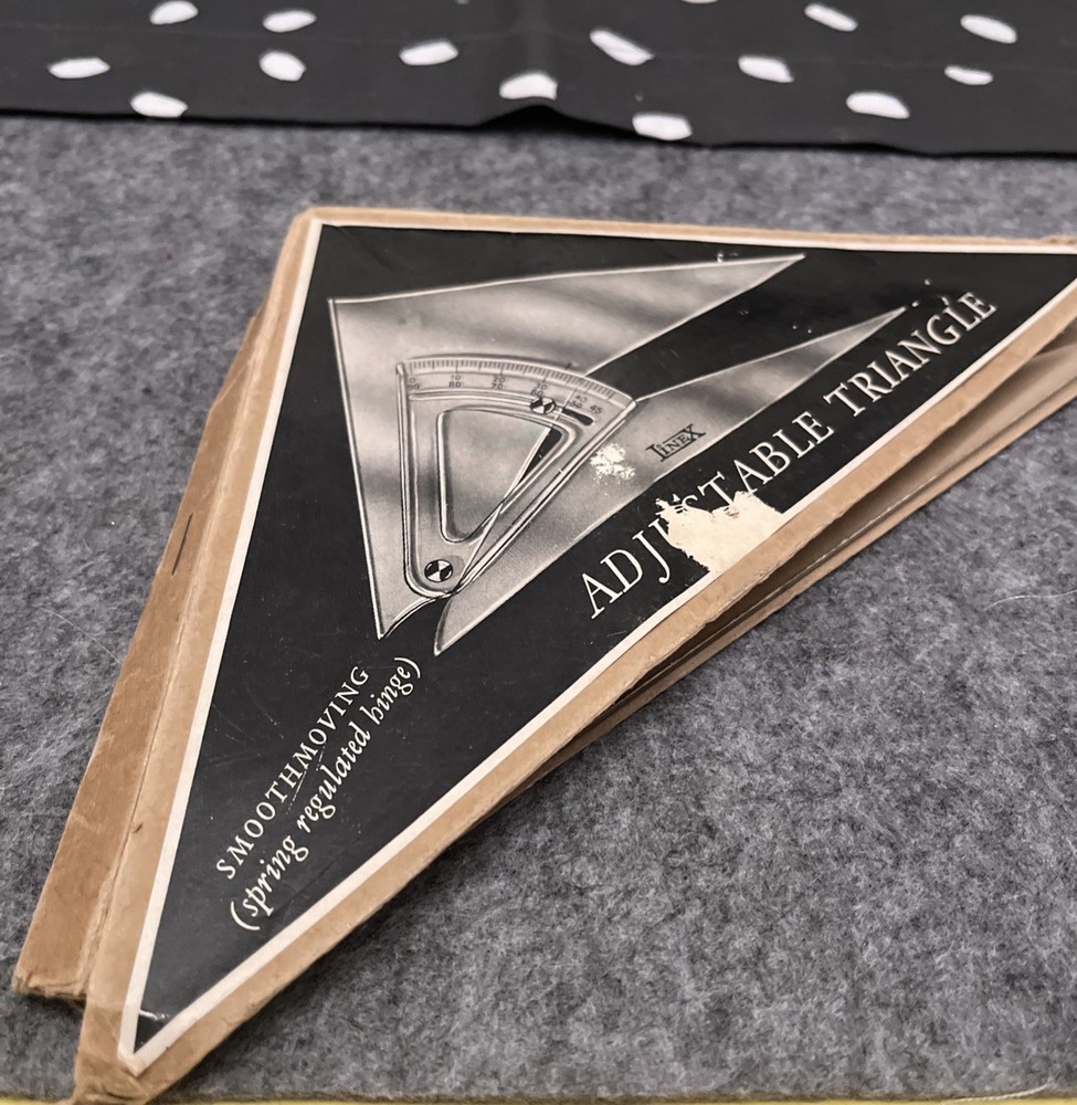 Vintage Linex Adjustable Drafting Triangle, Acrylic Original Box Made In Denmark
