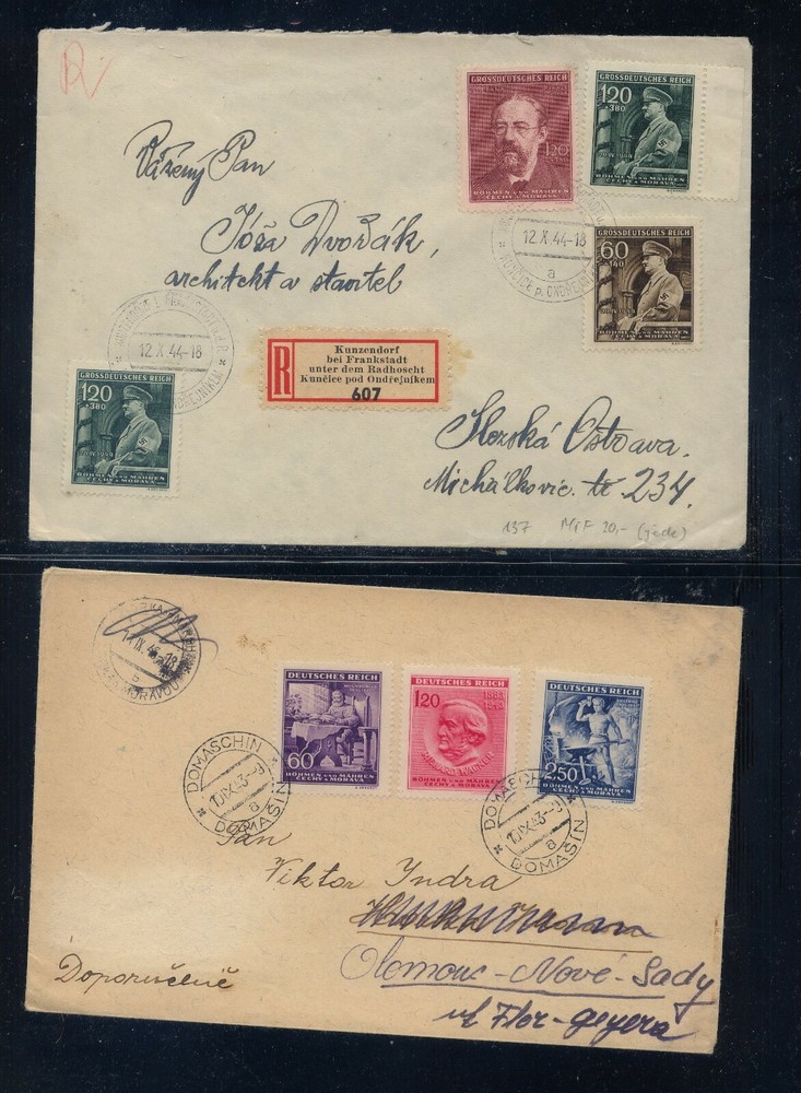 Bohemia Moravia  2  covers, one  registered