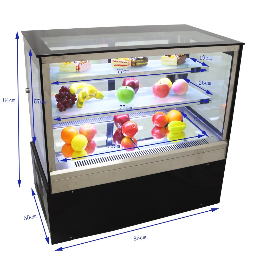 220V 3-Layer Refrigerated Cake Showcase Rear Sliding Doors Display Cases LED