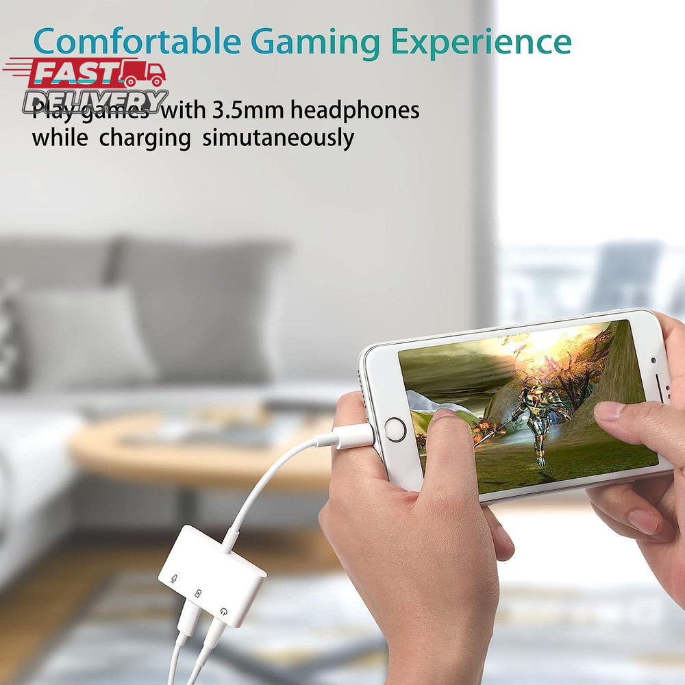 Iphone Microphone Adapter for Live-Streaming, Microphone & 3.5Mm Headphone Adapt