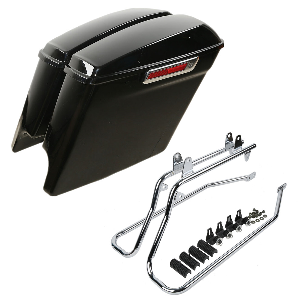 5" Stretched Hard Saddlebags & Conversion Bracket Fit For Harley Softail 86-2017