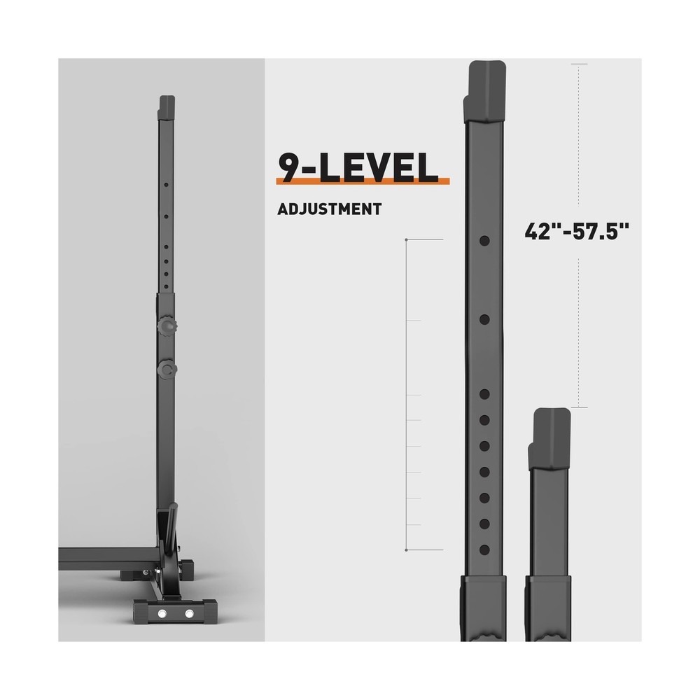Elevens Squat Rack Stand Adjustable Bench Press Rack Barbell Rack Stand Multi...
