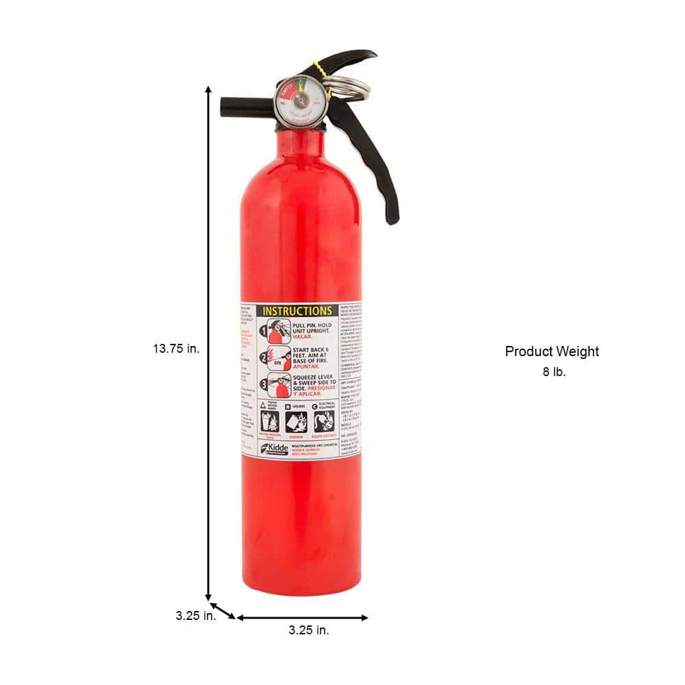 Basic Use Fire Extinguisher with Easy Mount Bracket & Strap, 1-A:10-B:C, Dry Che