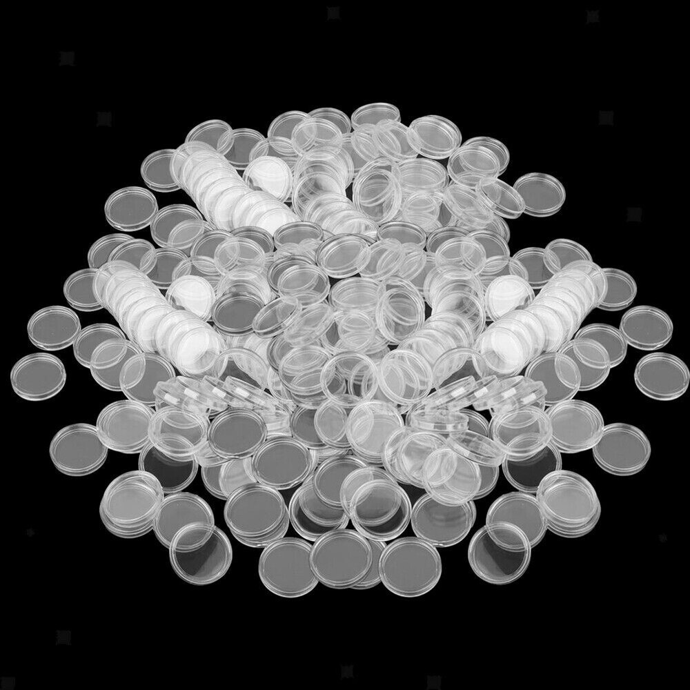 300PCS 19mm Coin Capsule Storage Holder Box Round container case Plastic Direct.