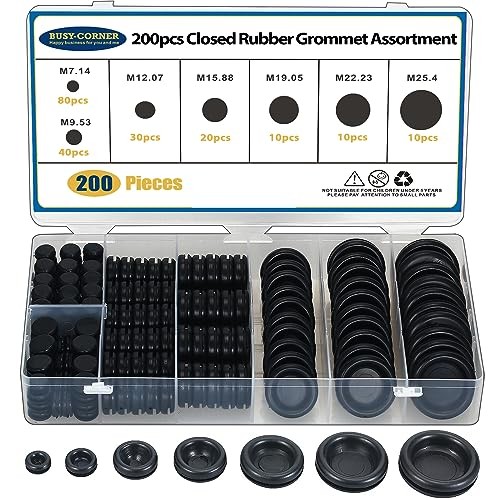 200 PCS 7 Sizes Rubber Grommet Assortment Firewall Solid Closed Hole Plug for
