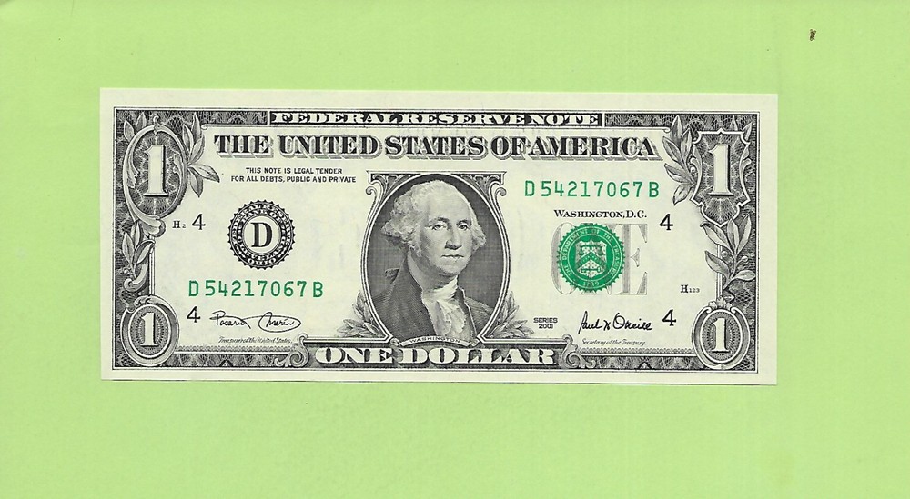 2001 ..UNCIRC $1  D 5421 7067 B .... 2001 $1  D-B           NICE NOTE      FRN