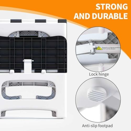 2 Step Stool Foldable, Non-Slip Steps, Folding Step Stool for Adults & White