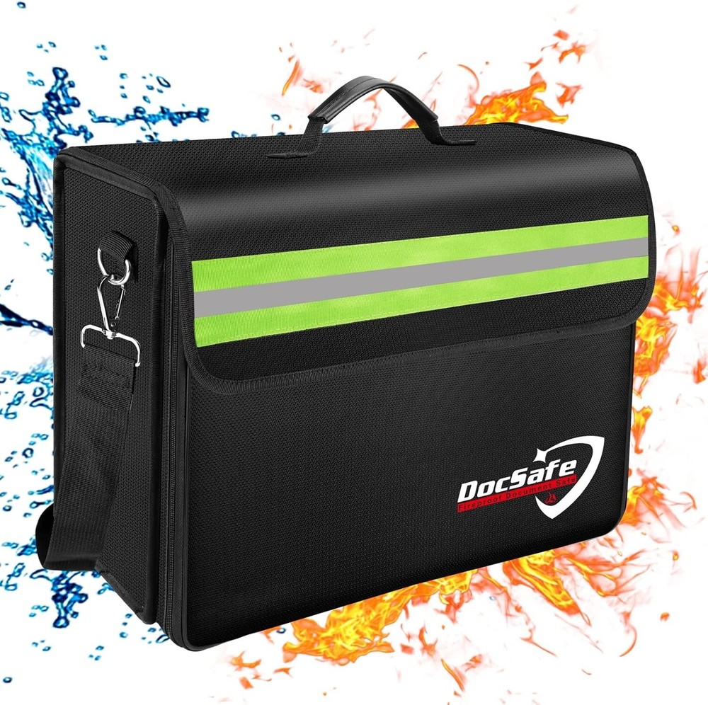 DocSafe Fireproof Document Bag with Multiple Pockets,5200°F Large 17”x12.5”x7.2"