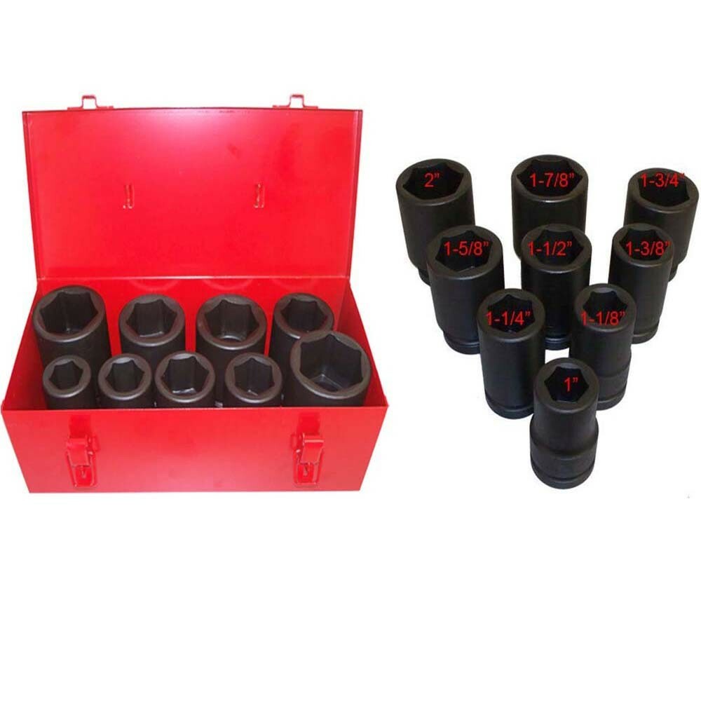 10 PC 1" DR Drive Deep Impact Socket SAE 1" to 2"