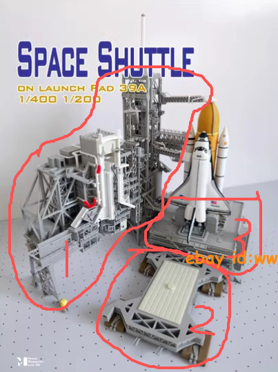 Space Shuttle on Launch Pad: 1/400 Scale 3D Printed Model Kit（No aircraft）