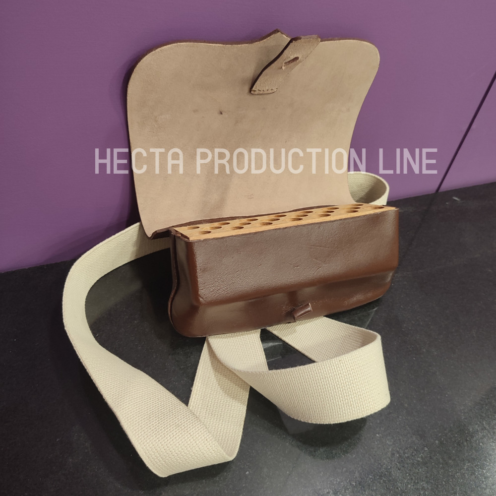 18th Century Revolutionary War Cartridge Box – Genuine Brown Leather Replica