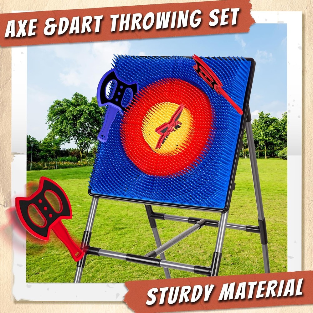 Axe Throwing Game for Backyard, Axe Throwing Target Set with 16 Throwing Axes Ou