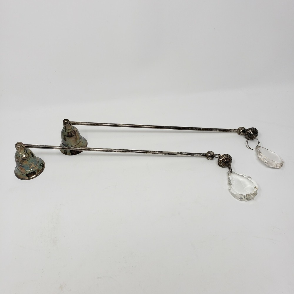 Two's Company Pair Silver Candle Snuffers Made in India Crystals