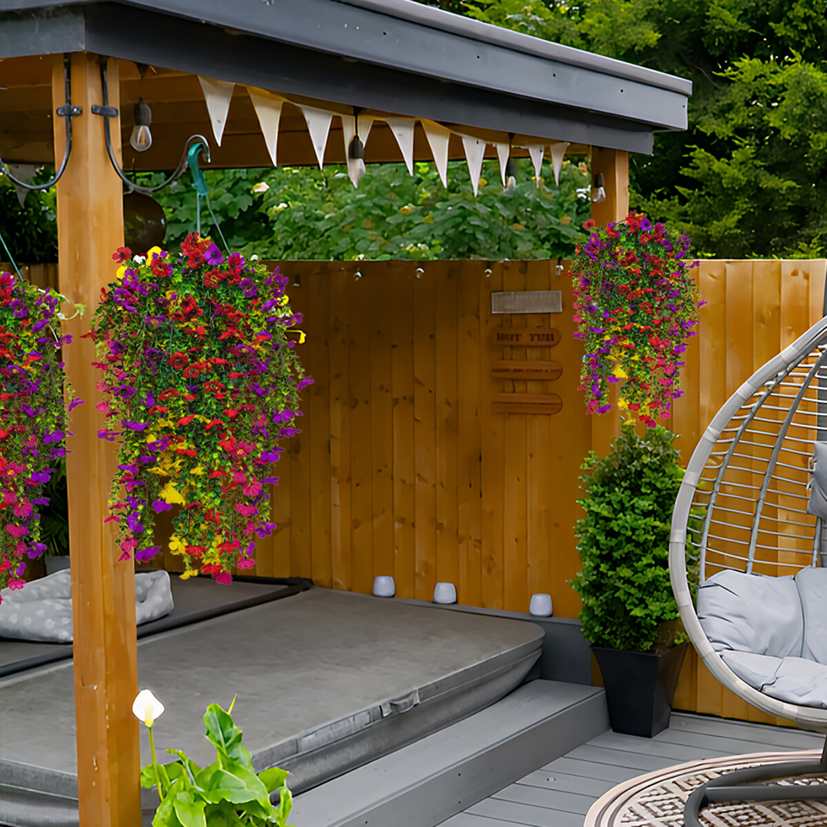 4PCS Artificial Violet Vines UV Resistant Hanging Flowers Plant In/Outdoor Decor