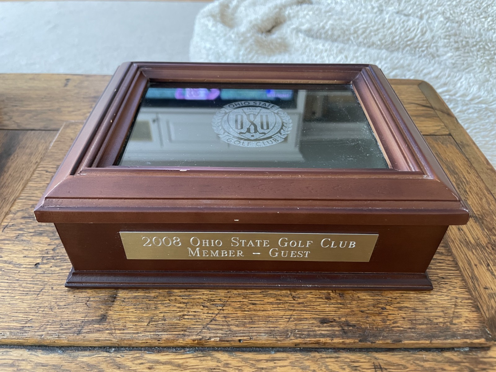 Ohio State Buckeyes Golf Club Wooden Display Box Etched Glass Top