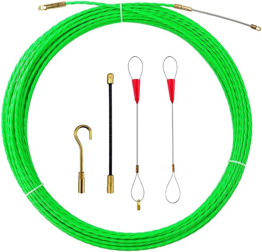 37FT Fish Tape Wire Puller Including 5Adapters- Durable Cable Retraction Aid for