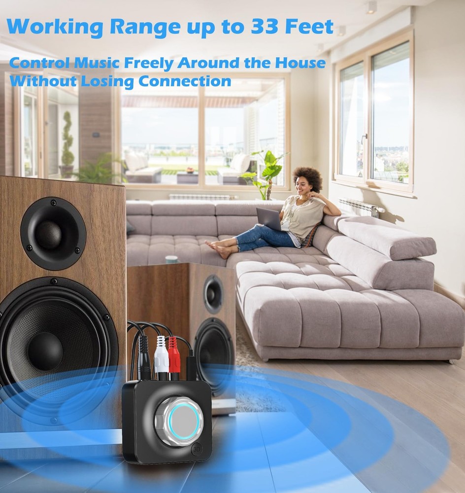 Bluetooth Receiver for Home Stereo, Bluetooth to RCA Adapter for Old Receiver...