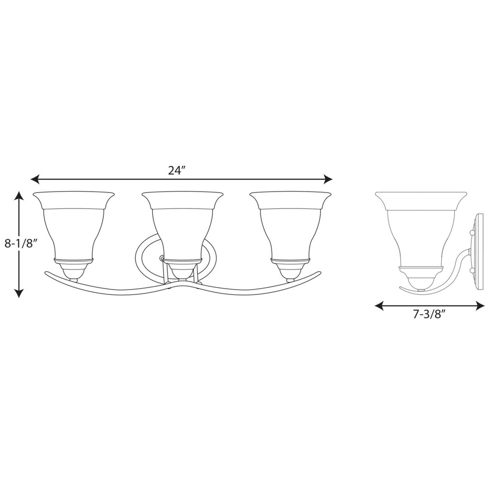 Progress Lighting P3192 Trinity 3 Light Bathroom Vanity Light - Nickel