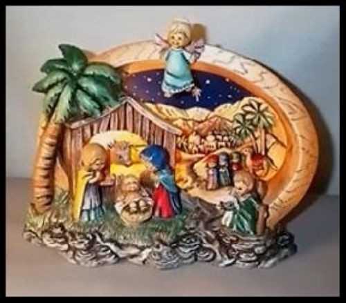 Large Nativity Scene w/light kit ceramic bisque to paint