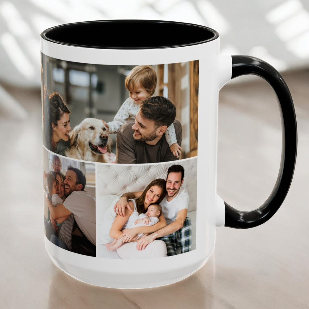 Personalized Custom Photo Collage Ceramic Coffee Mug Both Side Printed 15oz 11oz