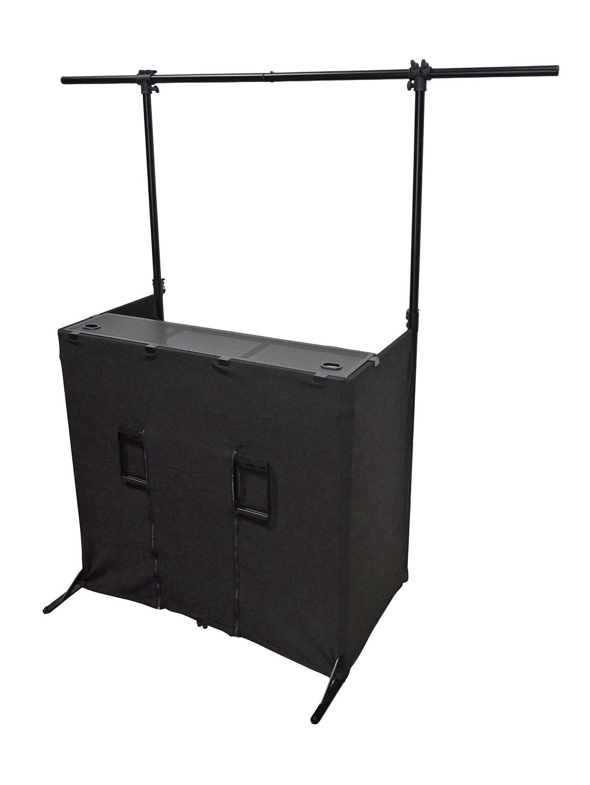 Rockville ROCKBOOTH PRO PACK DJ Booth Table Facade w/70" TV Mount+Lighting Truss