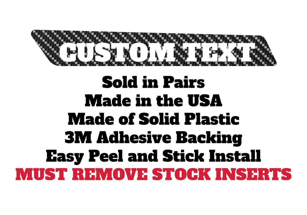 CUSTOM TEXT Made to Order Saddlebag Latch Inserts for Harley Touring 2014+.