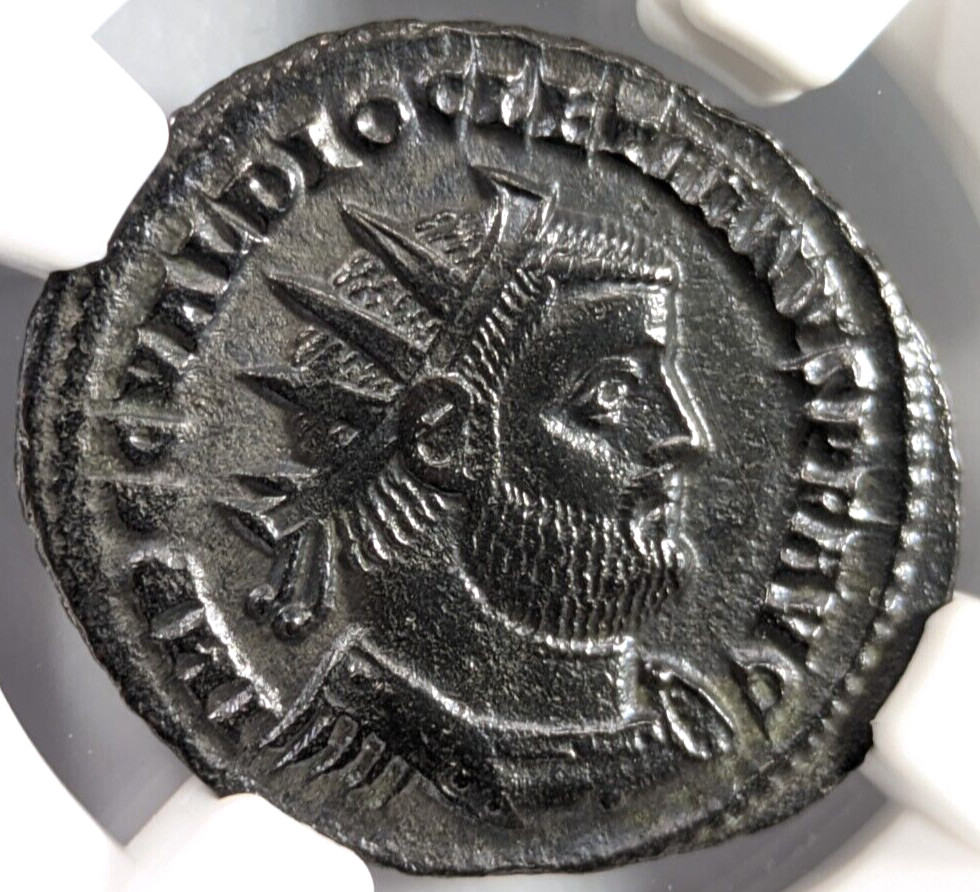 Diocletian Roman Empire AD 284-305 NGC AU Post Ref Radiate Aurelianianus Soldier