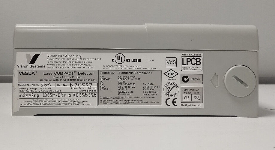 Vesda Laser Compact Aspirating Smoke Detector Model VLC-500