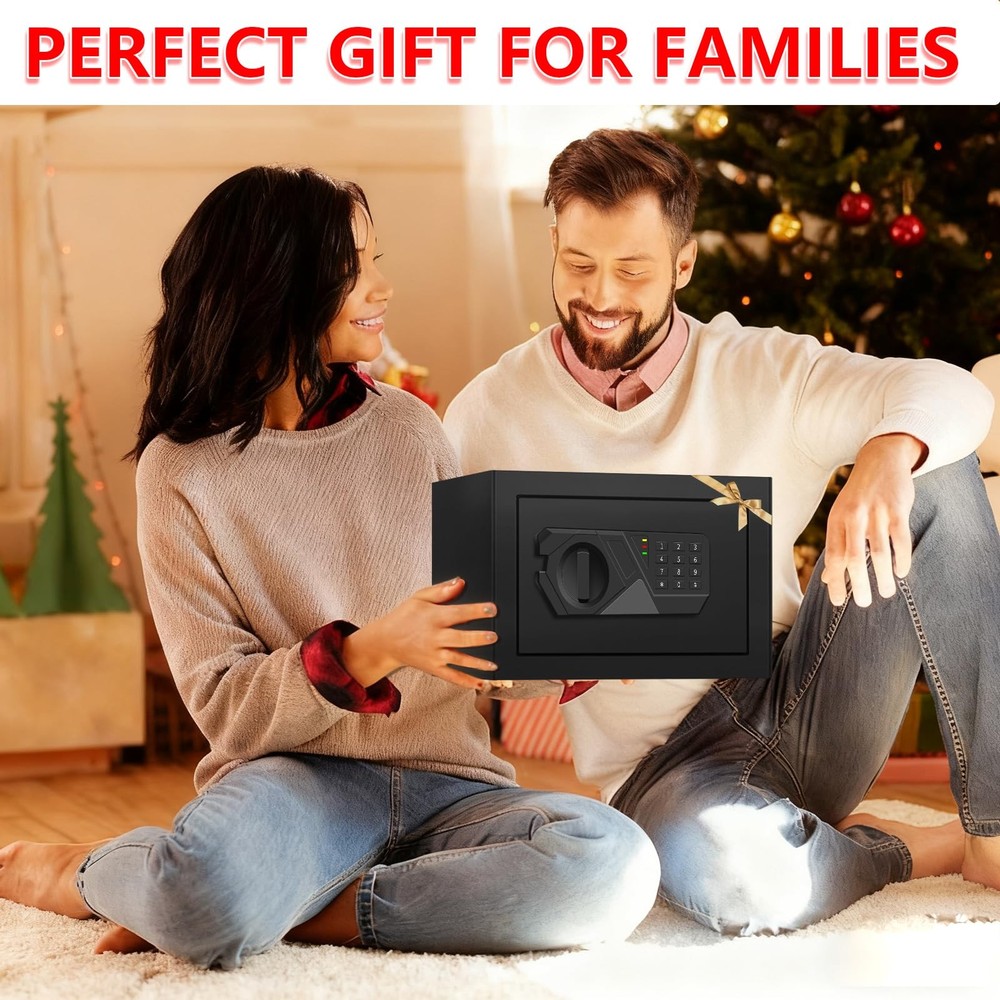 Small Safe for Home Use, Digital Security Box with 0.4 Cuft, Black