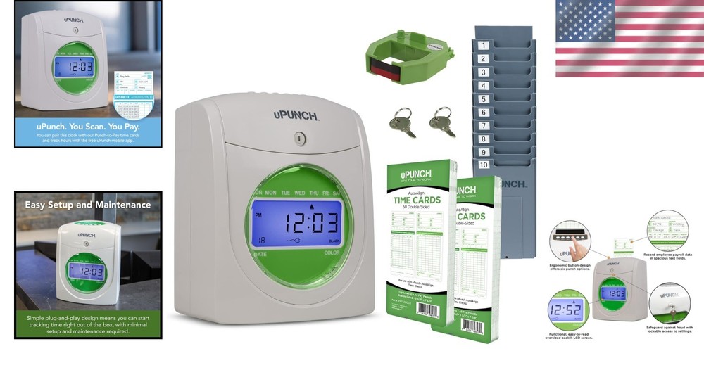 Versatile Small Business Time Clock Bundle with AutoAlign and Two-