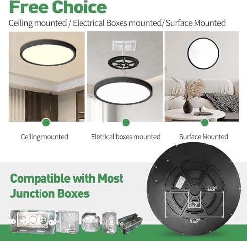 15.8 Inch Dimmable LED Flush Mount Ceiling Light, 32W, 15.8" Dimmable - Black