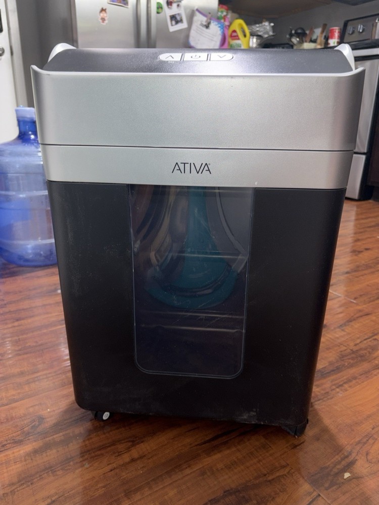Ativa 14-Sheet Super Micro-Cut Shredder, 6 Gallon Bin, Black/Silver