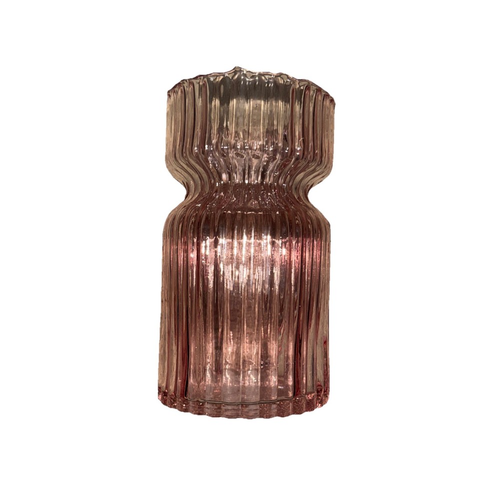 Anko Small Pink Ribbed Vase