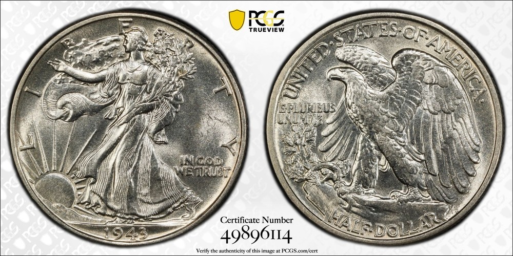 1943 Walking Liberty Half Dollar PCGS MS-62