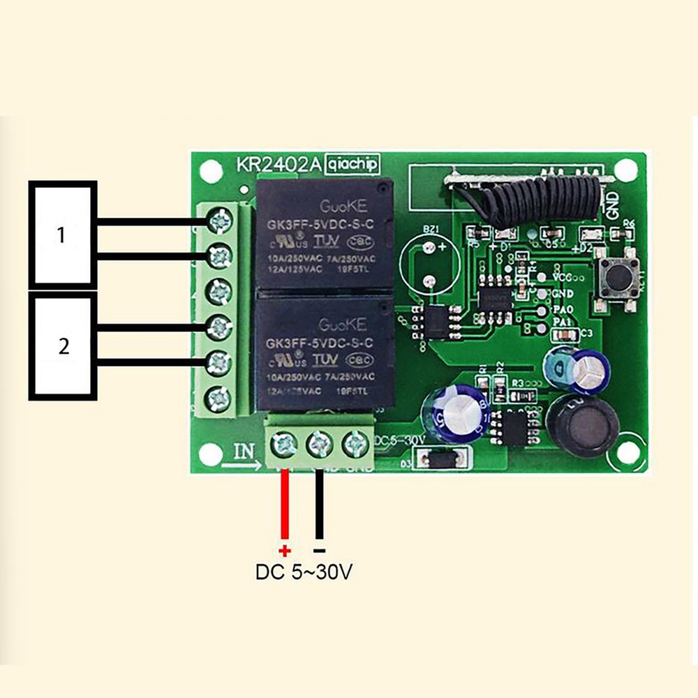 433MHz Universal Wireless Remote Control DC RF Relay Transmitter -107dbm