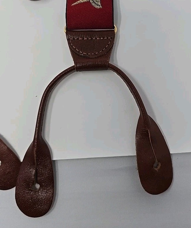 Red Pheasant Men's Adjustable Suspenders Leather Button On