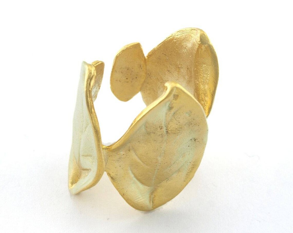 Ring Leaf Adjustable Ring Matte Gold Plated brass (17.5mm 7US inner size 3272