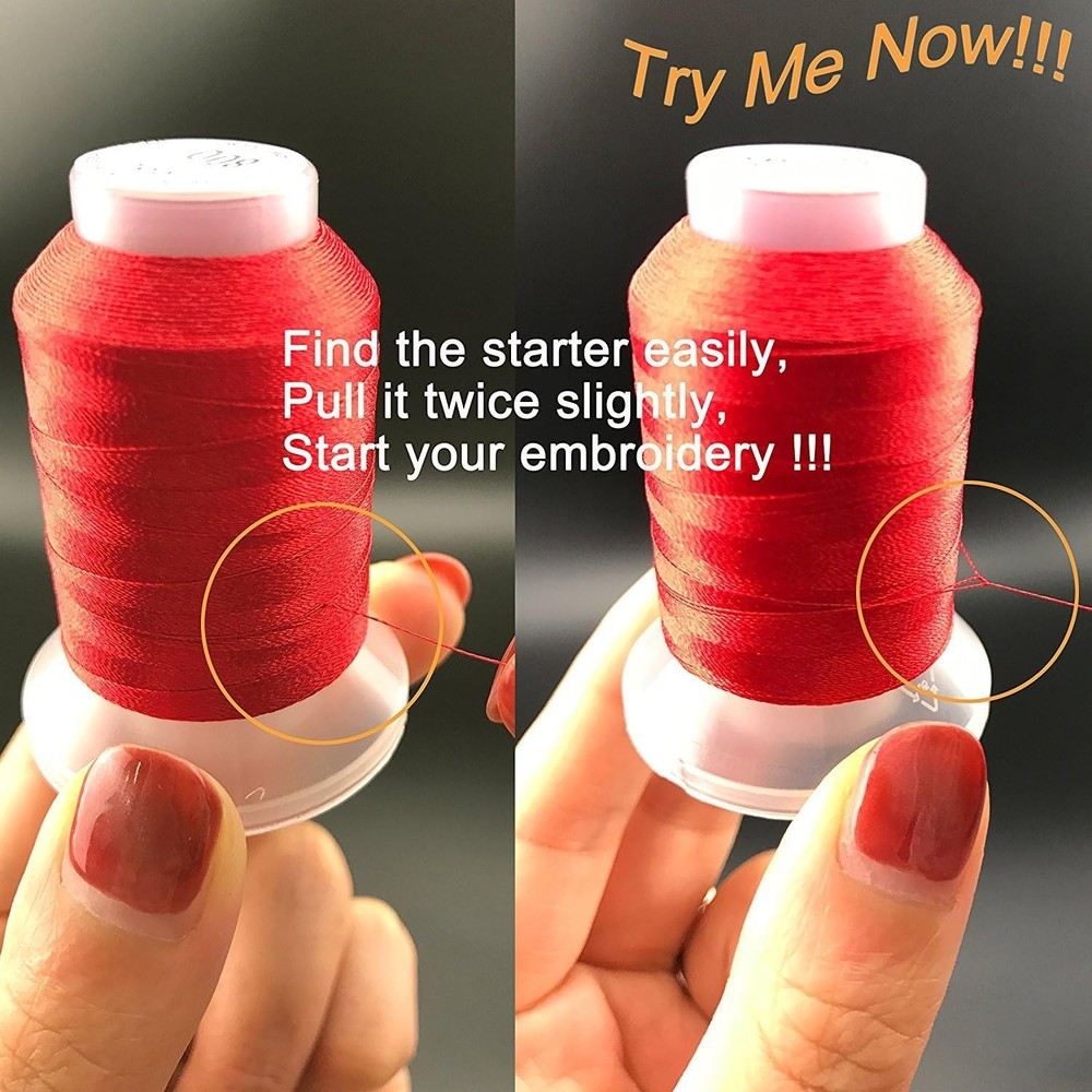 100% Polyester Embroidery Thread Set - 63 Colors, 550yd Spools with Thread Nets