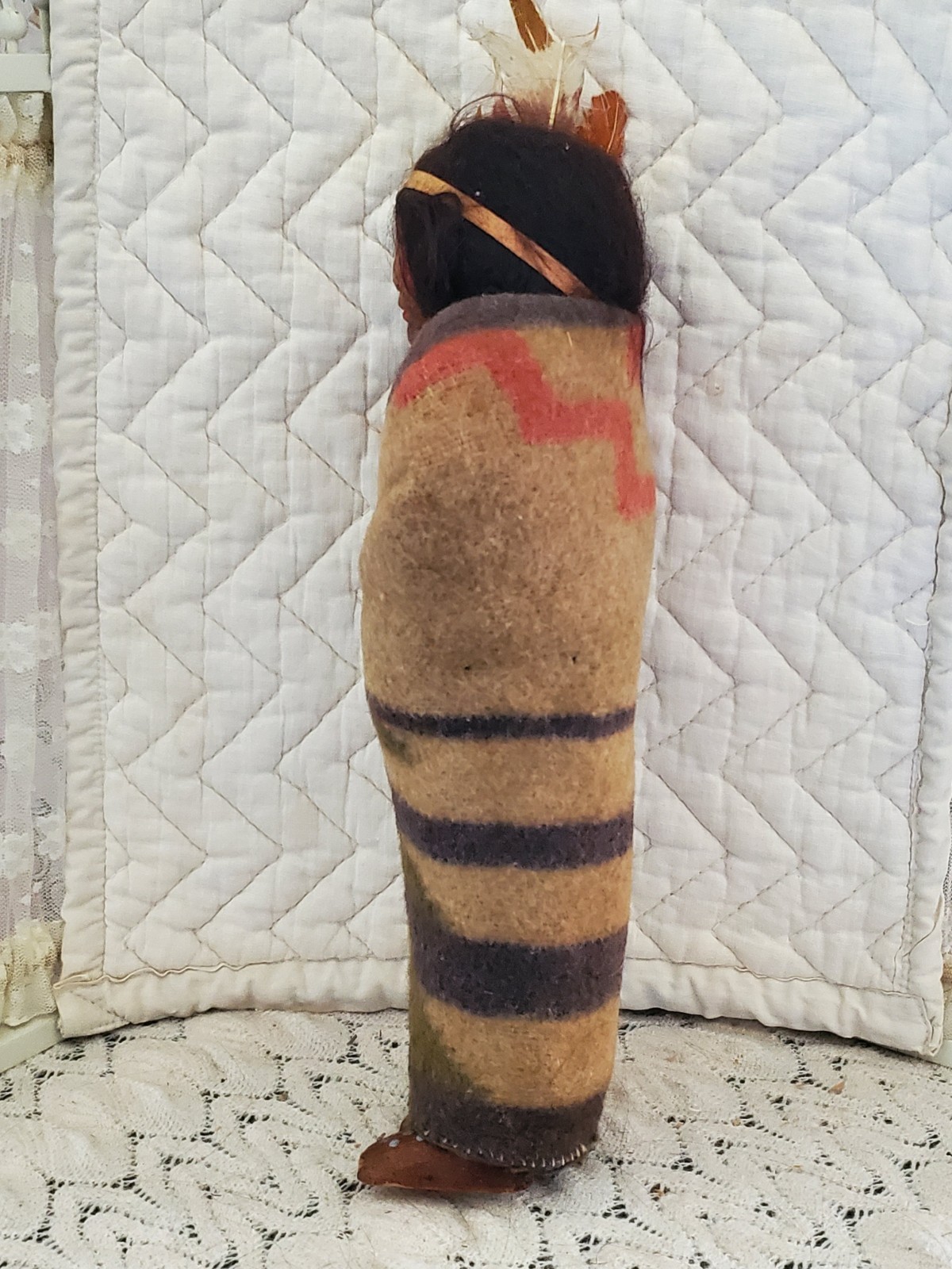 11" Early Mary Frances Woods Native American Indian Skookum Doll 1910-1920s