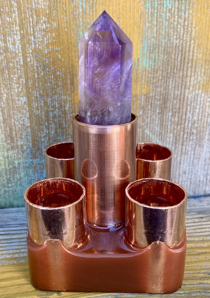 Orgone Cloudbuster with Amethyst Scepter Point - Copper Pipe - EMF Protection