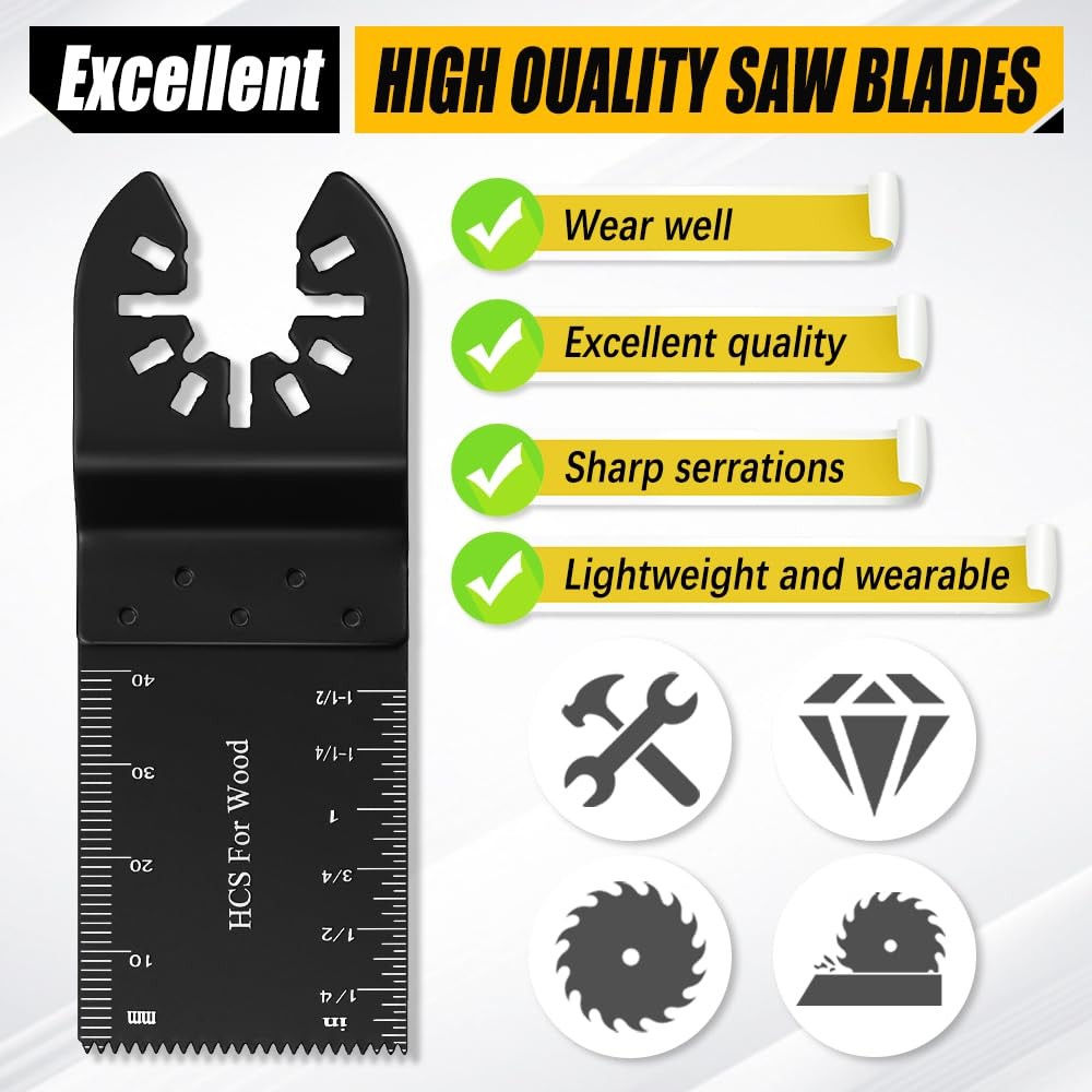 6PCS Oscillating Tool Blades, Universal Wood Multitool, Black