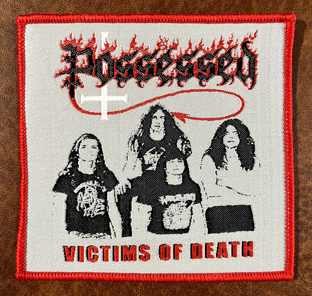 POSSESSED, VICTIMS OF DEATH SEW ON RED BORDER WOVEN PATCH