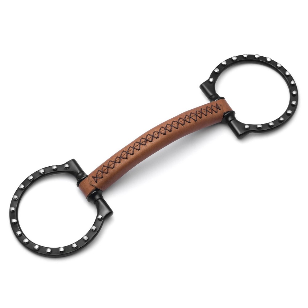 Cavalon D-Ring Soft Leather Silver Dotted Snaffle Bit