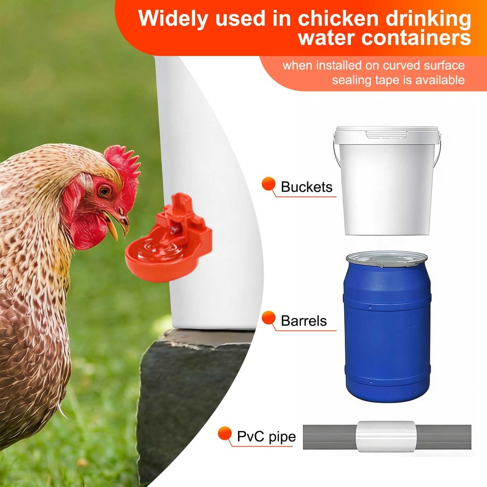 12PCS Chicken Waterer Cups Horizontal Nipple Automatic Drinker Ducks Quail Hen