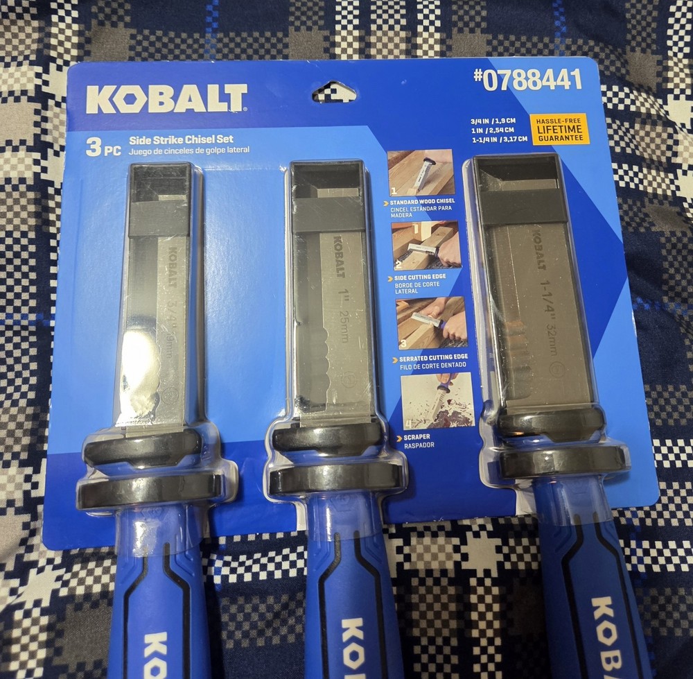 Woodworking Kobalt 3 Piece Side Strike Chisel Set
